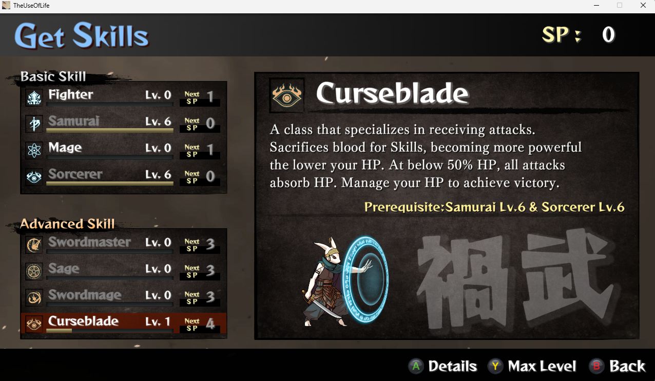 The Use of Life, builds, Curseblade