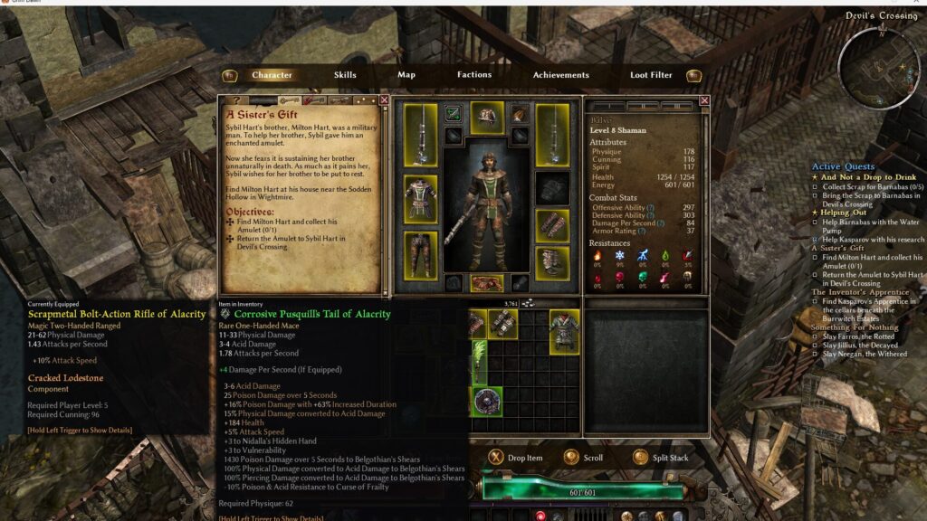 Grim Dawn, Equipment, Item Selection
