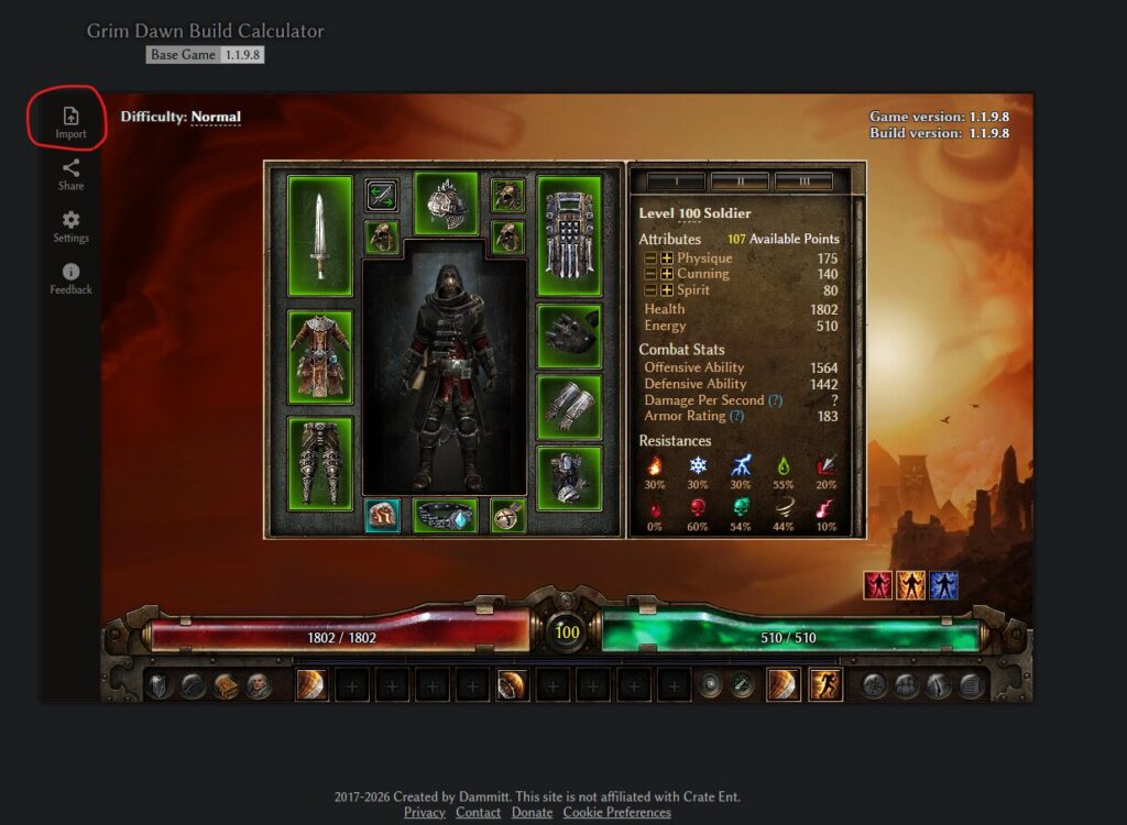 Grim Dawn Tools – Build Calculator guide
