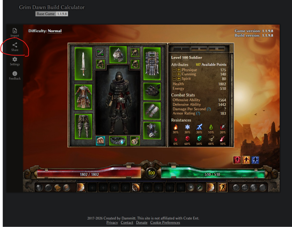 Grim Dawn Tools – Build Calculator guide