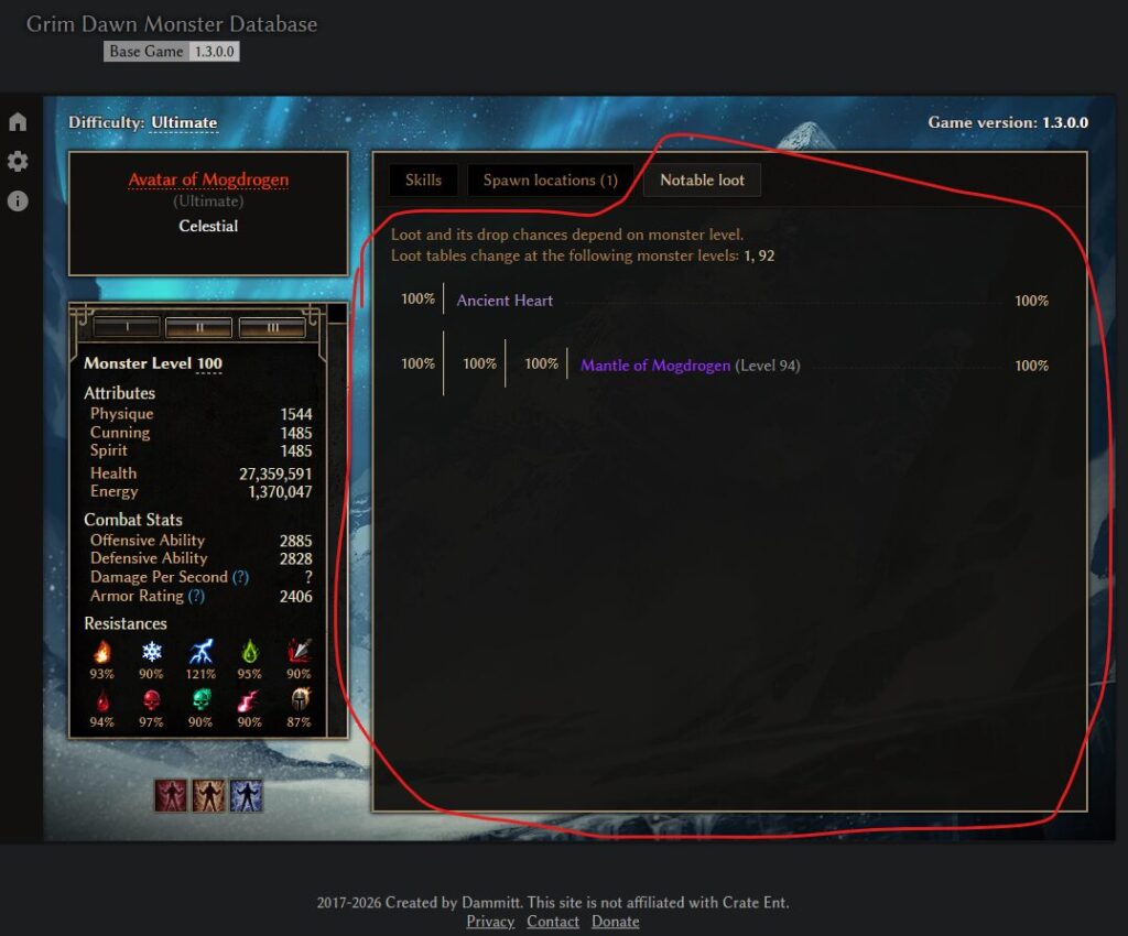 Grim Dawn Tools Monster Database guide