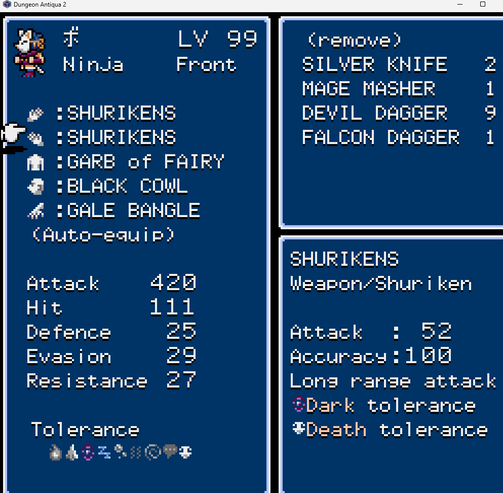 Dungeon Antiqua2, Dual-Wield, SHURIKENS