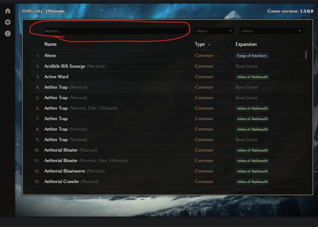 Grim Dawn Tools Monster Database guide