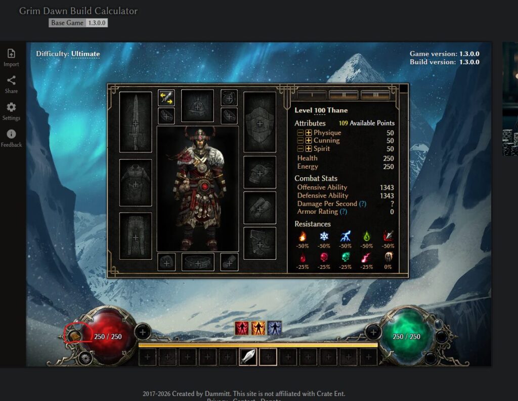 Grim Dawn Tools – Build Calculator guide