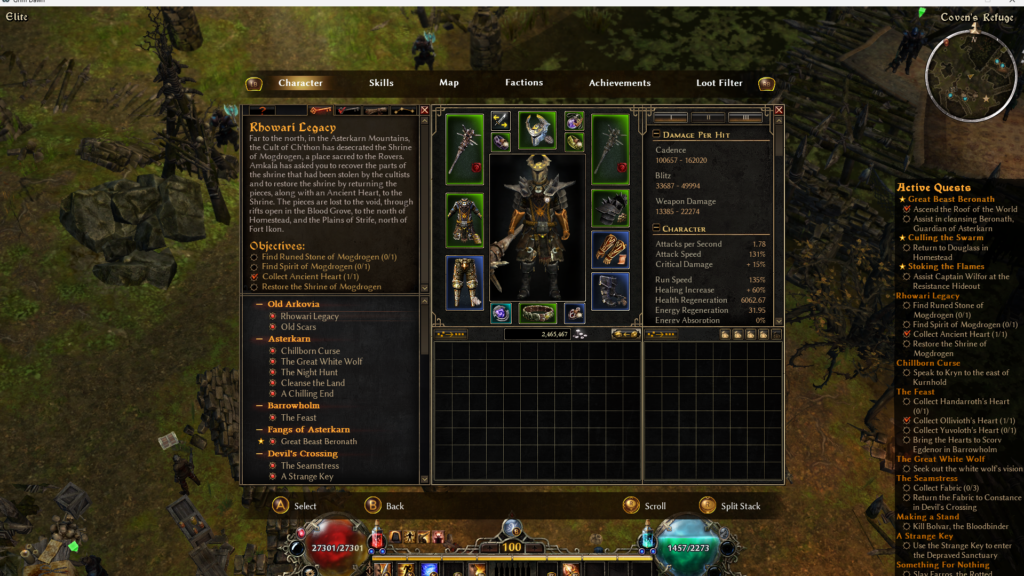 Grim Dawn, Warder, SSF