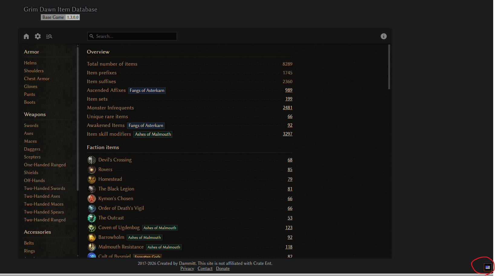 Grim Tool, Item Database, 使い方
