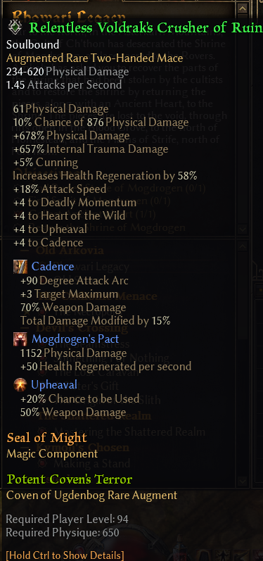 Grim Dawn, Voldrak's Crusher, Warder